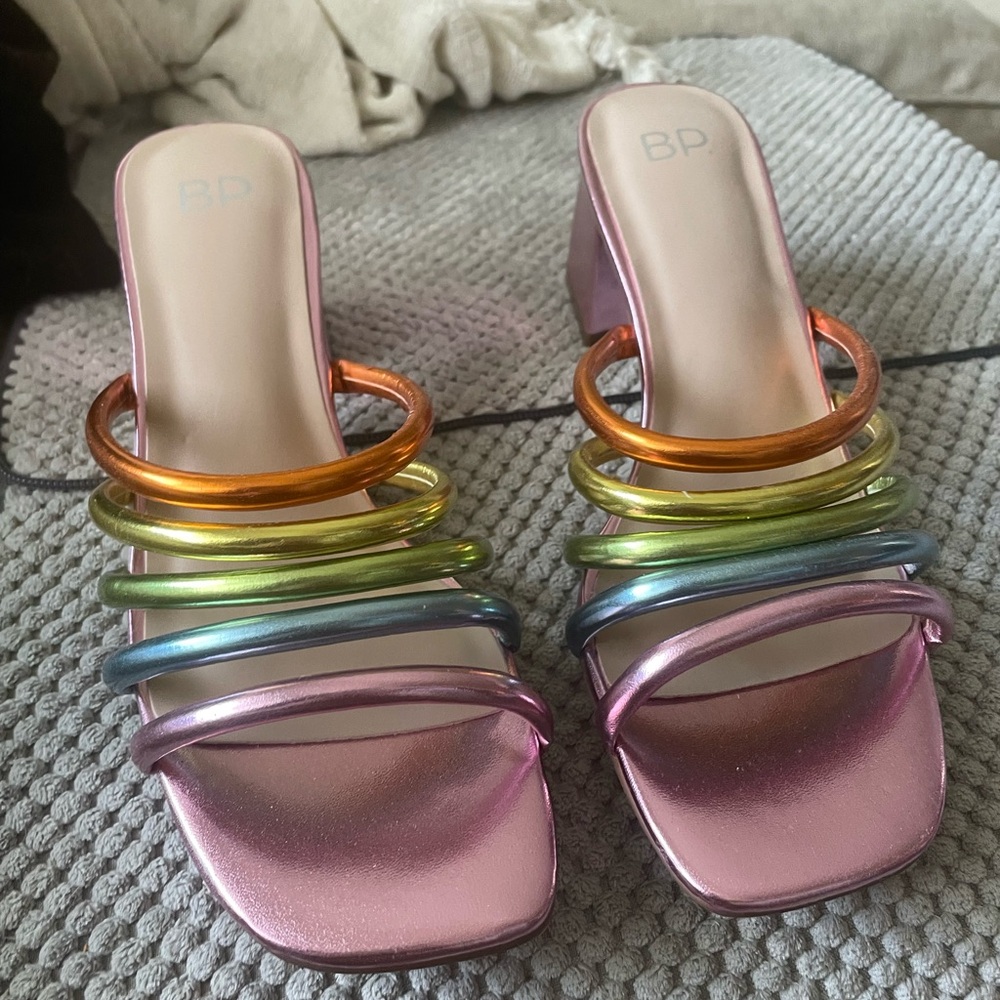 NORDSTROM’S BRASS PLUM Multicolor Strappy Heels